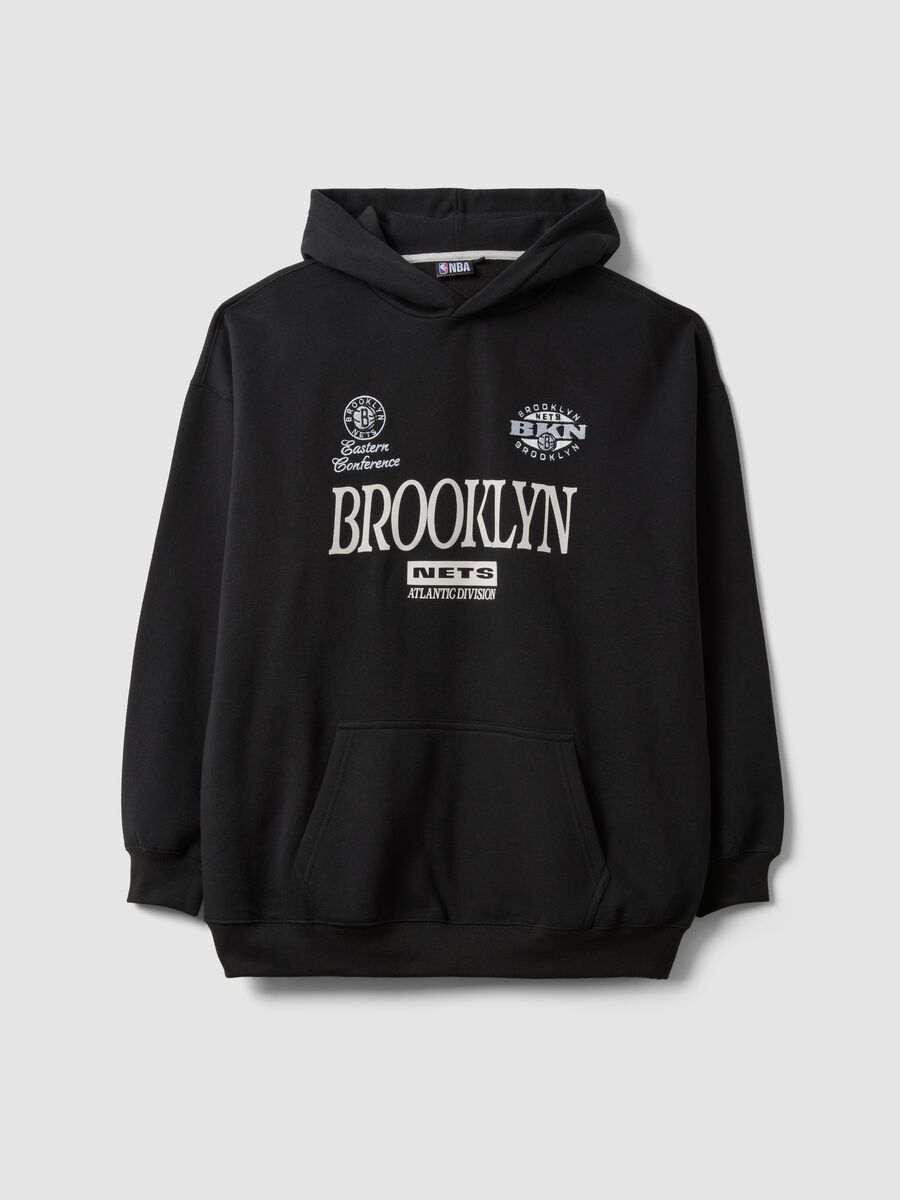 Black cotton-blend hoodie with Brooklyn Nets print_4