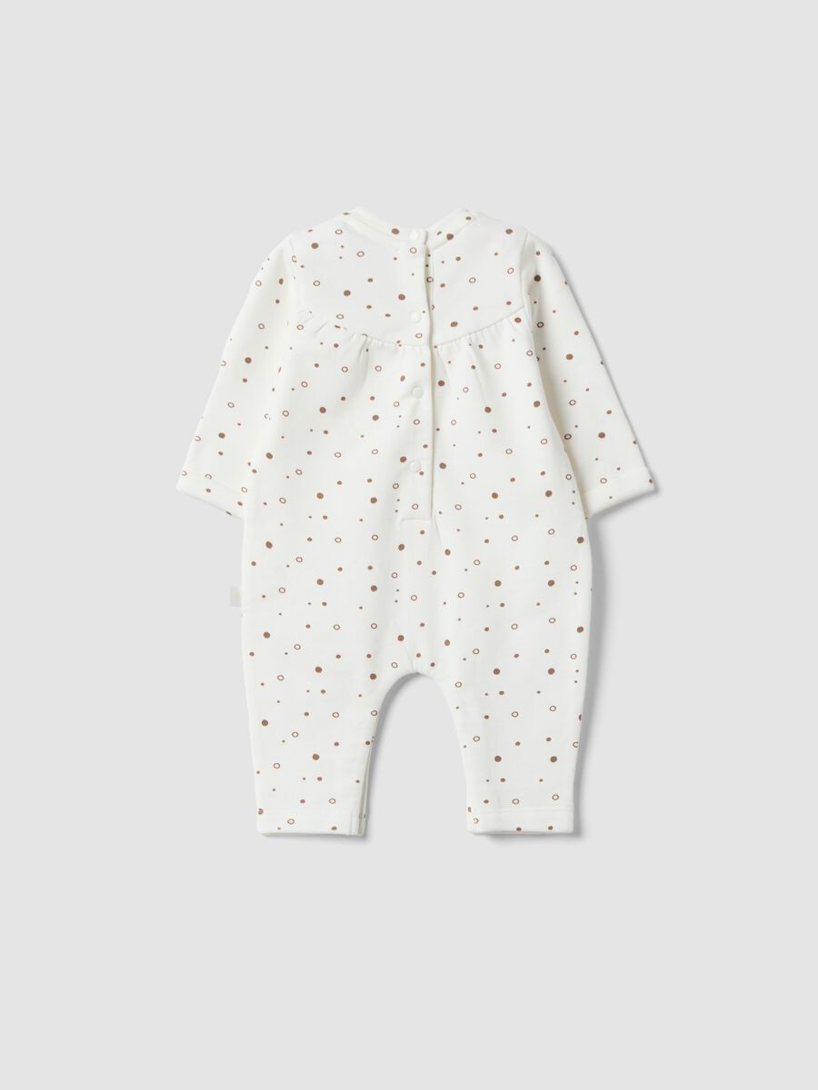 White pure organic cotton polka-dot baby sleepsuit_1