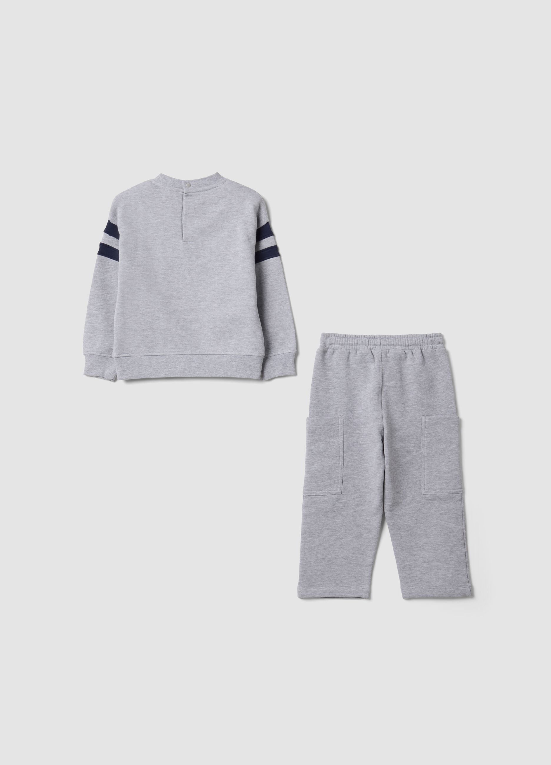 Grey cotton-blend jogging set with Mickey Mouse print