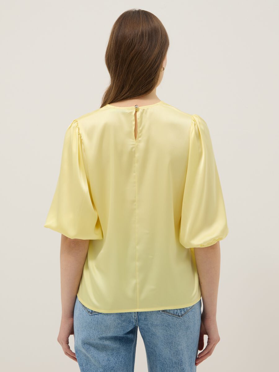 Yellow Regular Fit Long Sleeve Top with Keyhole Closure_3
