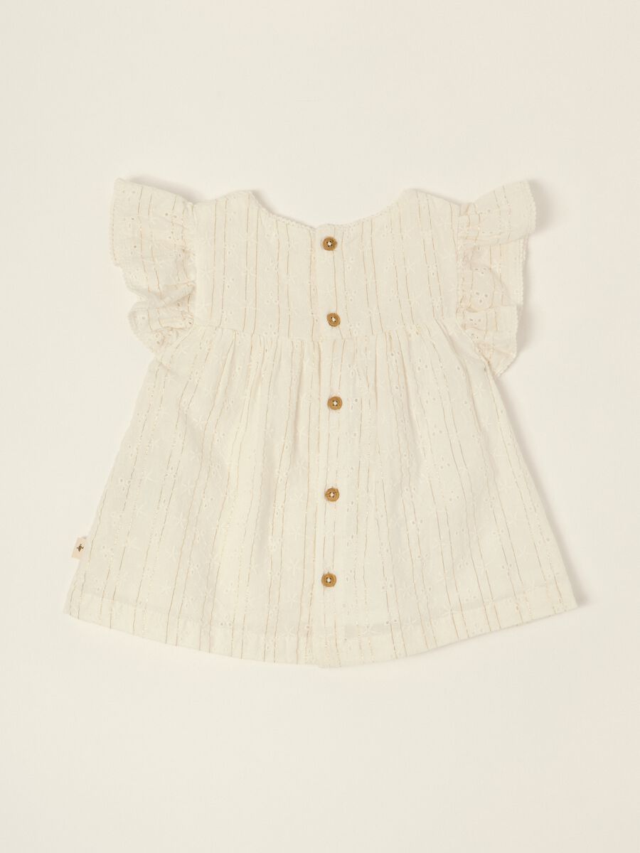 Camicia bianca traforata in misto cotone da neonata_2
