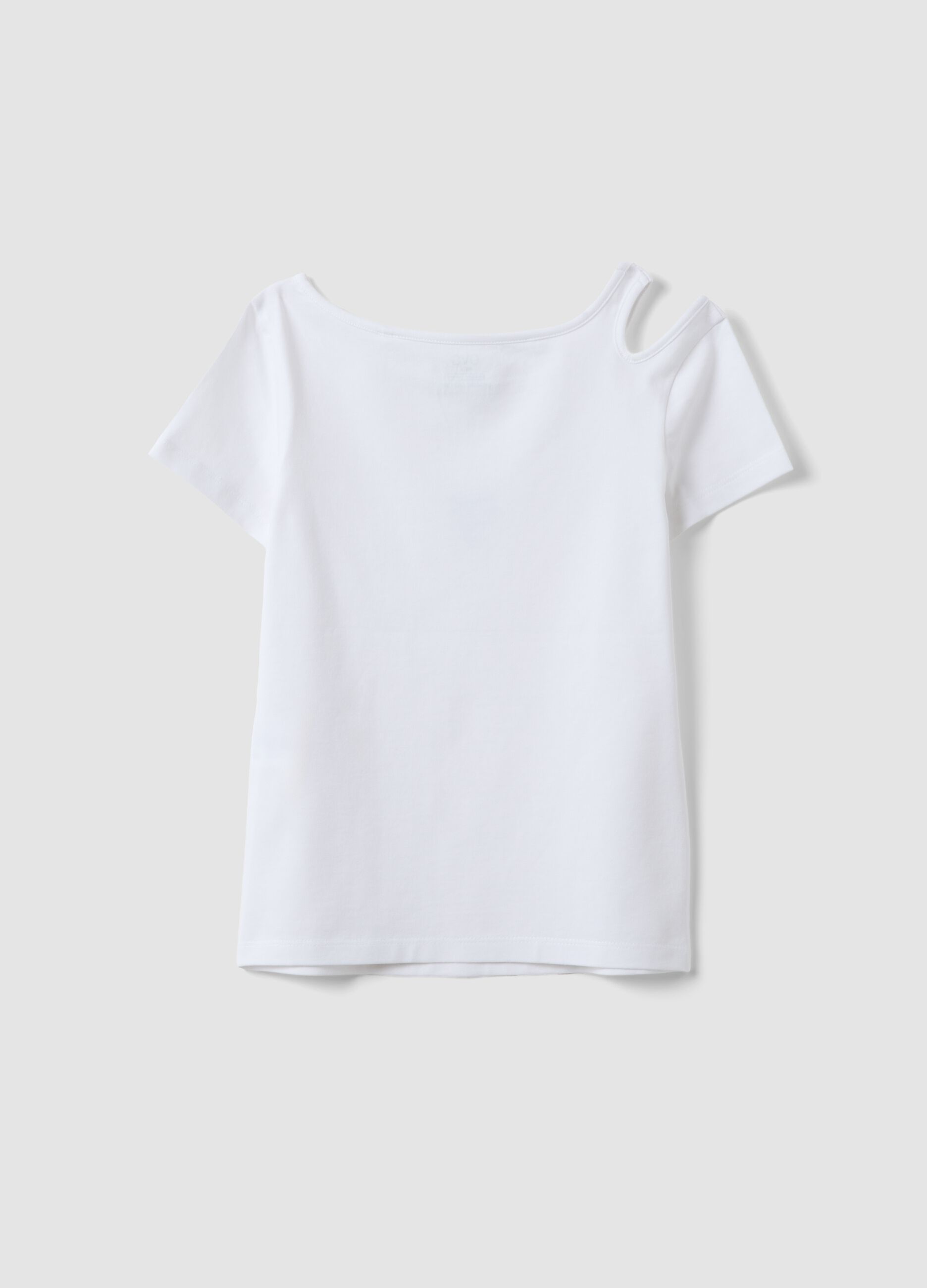 Girls' Slim Fit White Cotton Blend T-shirt