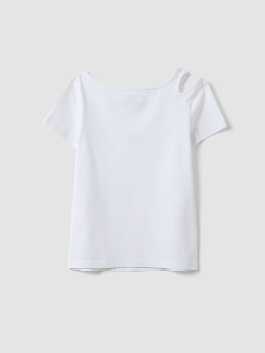 T-shirt in cotone elasticizzato bianca da ragazza slim fit_4