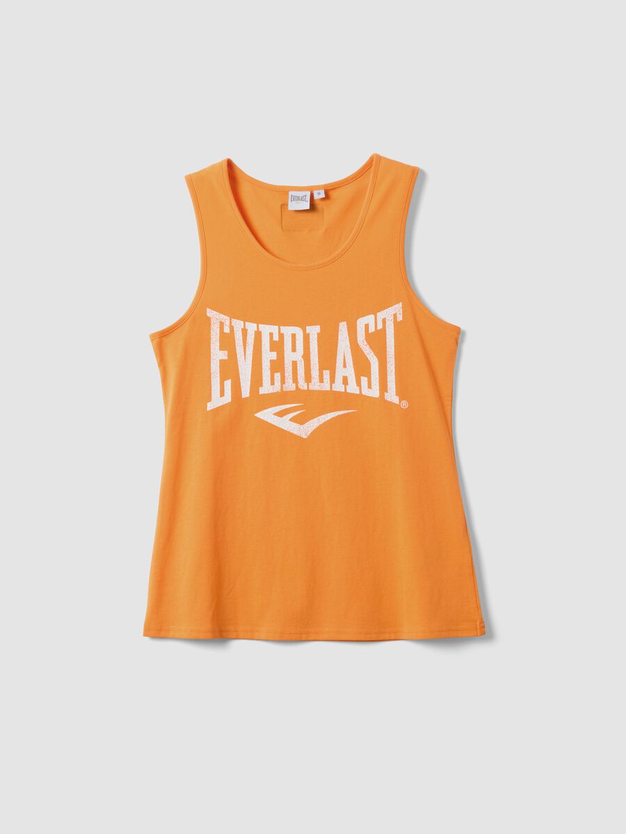 Orange pure cotton tank top regular fit with Everlast logo_4
