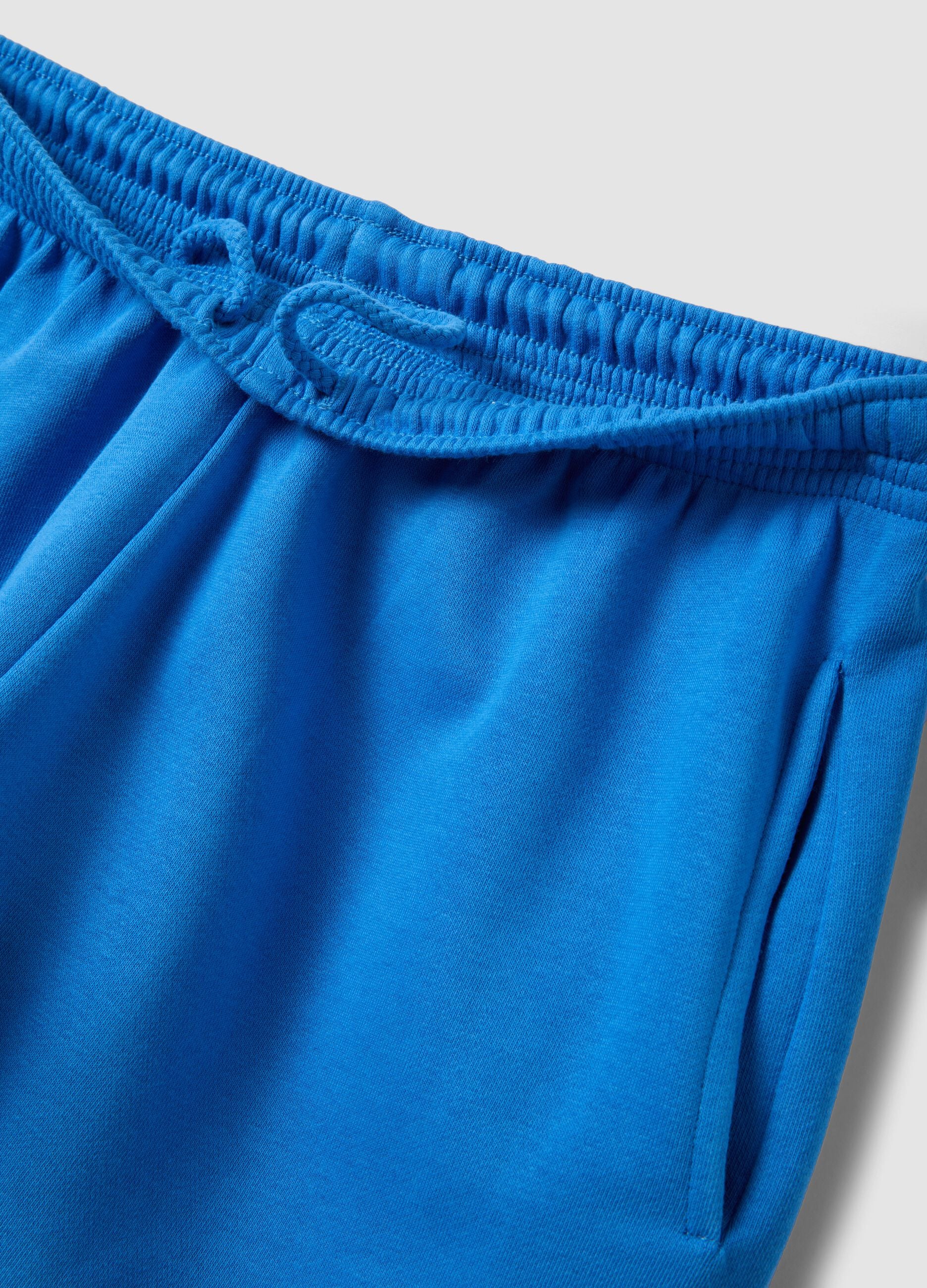 Light blue cotton-blend shorts with elasticated waist, regular fit