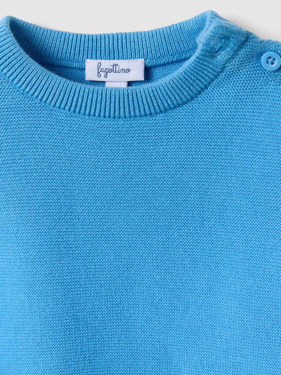 Blue pure cotton crew-neck jumper in a regular fit for baby boy_2