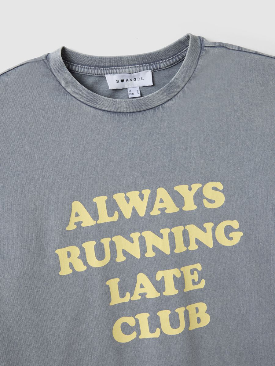 Grey pure cotton relaxed fit T-shirt with print_5
