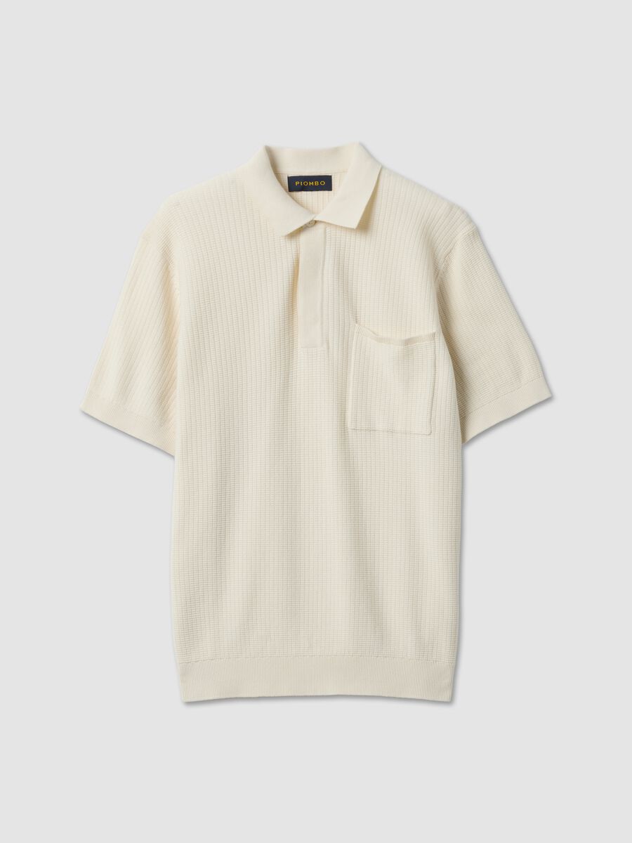 Polo bianca in puro cotone con taschino regular fit_4