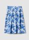 Blue and white cotton midi skirt with floral print_4