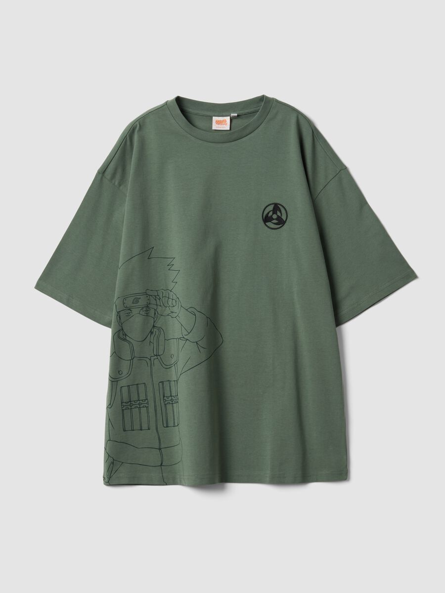 Green pure cotton T-shirt with Naruto print_4