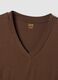 Brown stretch viscose V-neck T-shirt_5