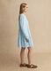 Deep V Blue Cotton Dress Regular Fit_2