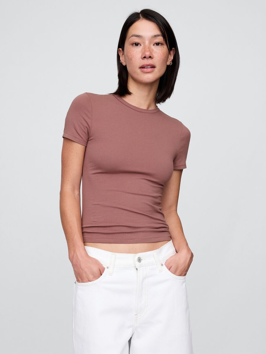 T-shirt elasticizzata a maniche corte_0