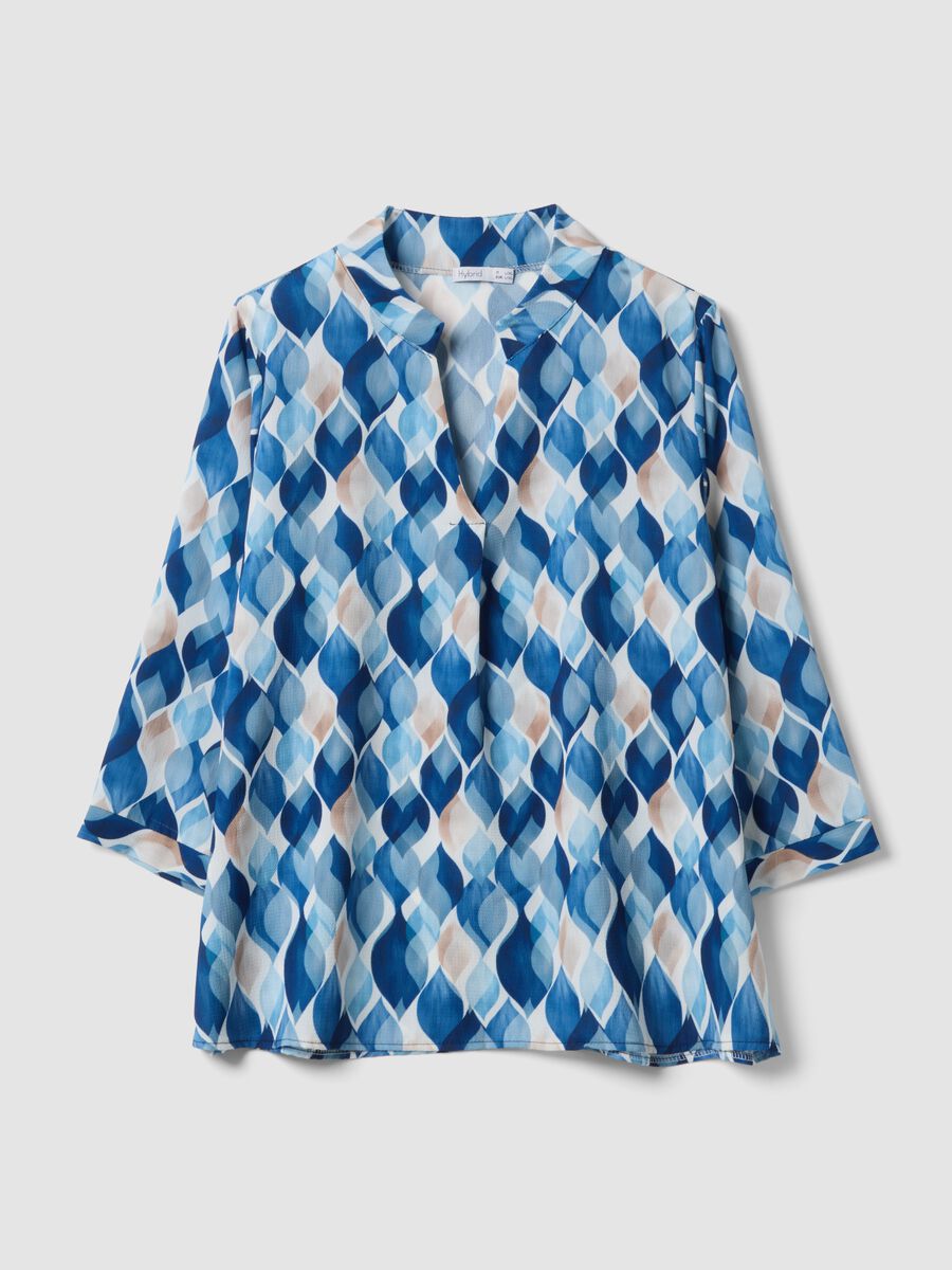 Blue patterned long-sleeve top_4