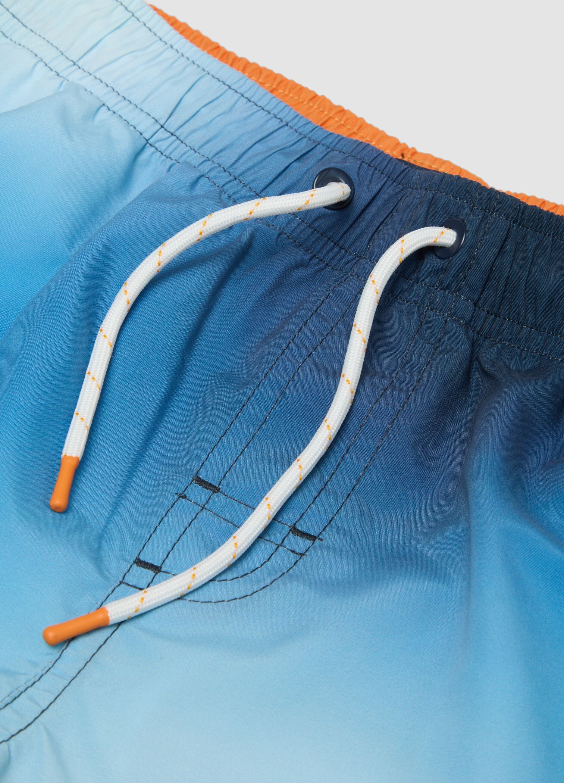 Blue gradient boxer swim shorts with drawstring