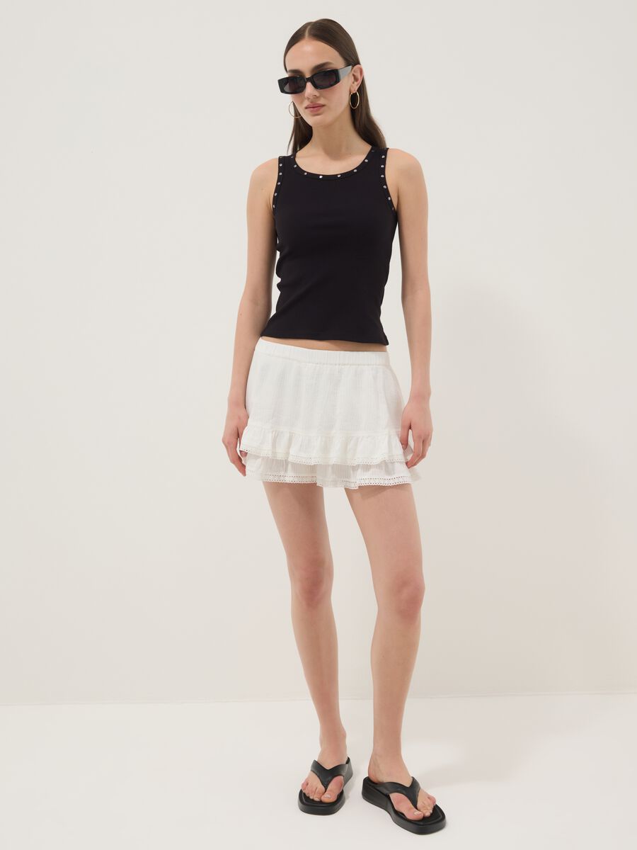 Blue stretch cotton tank top with studs_2