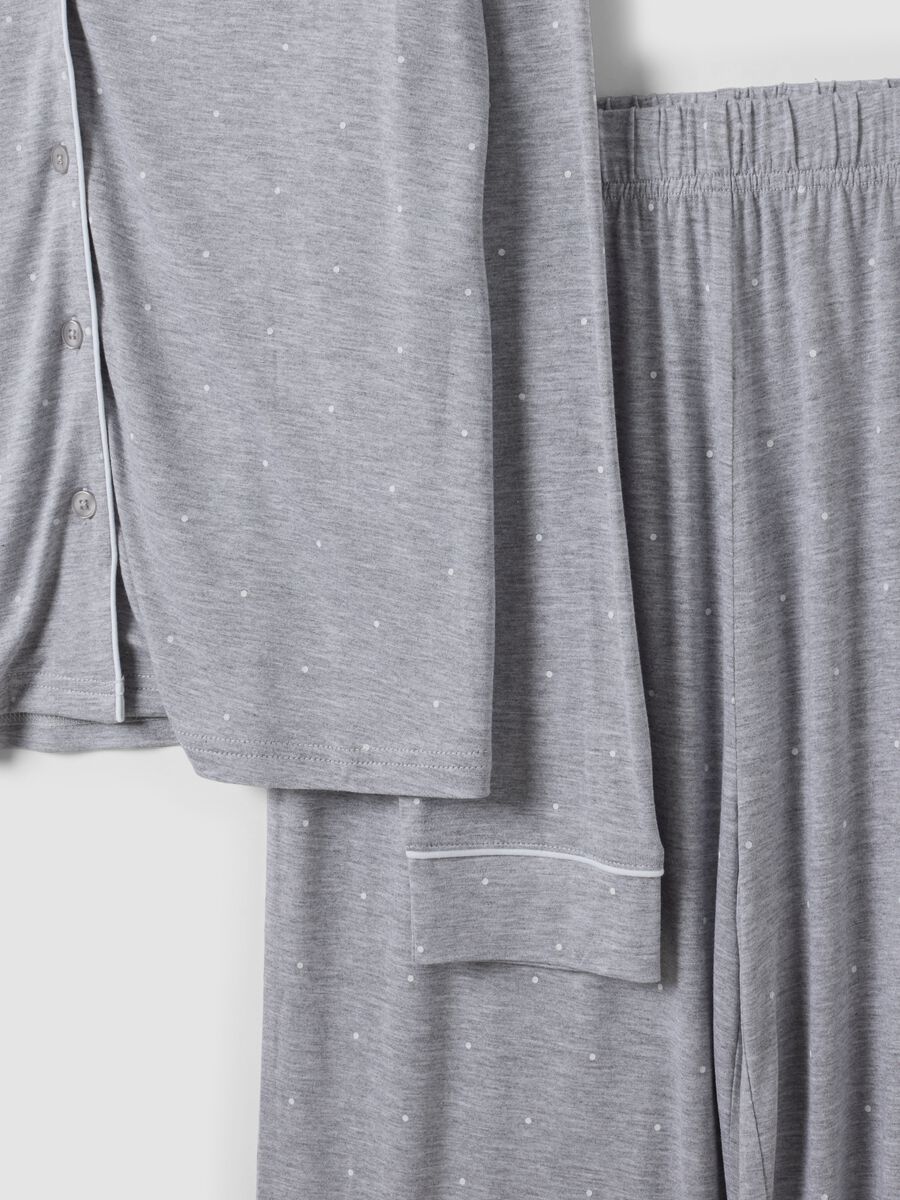 Grey pure viscose polka-dot V-neck pyjamas_5