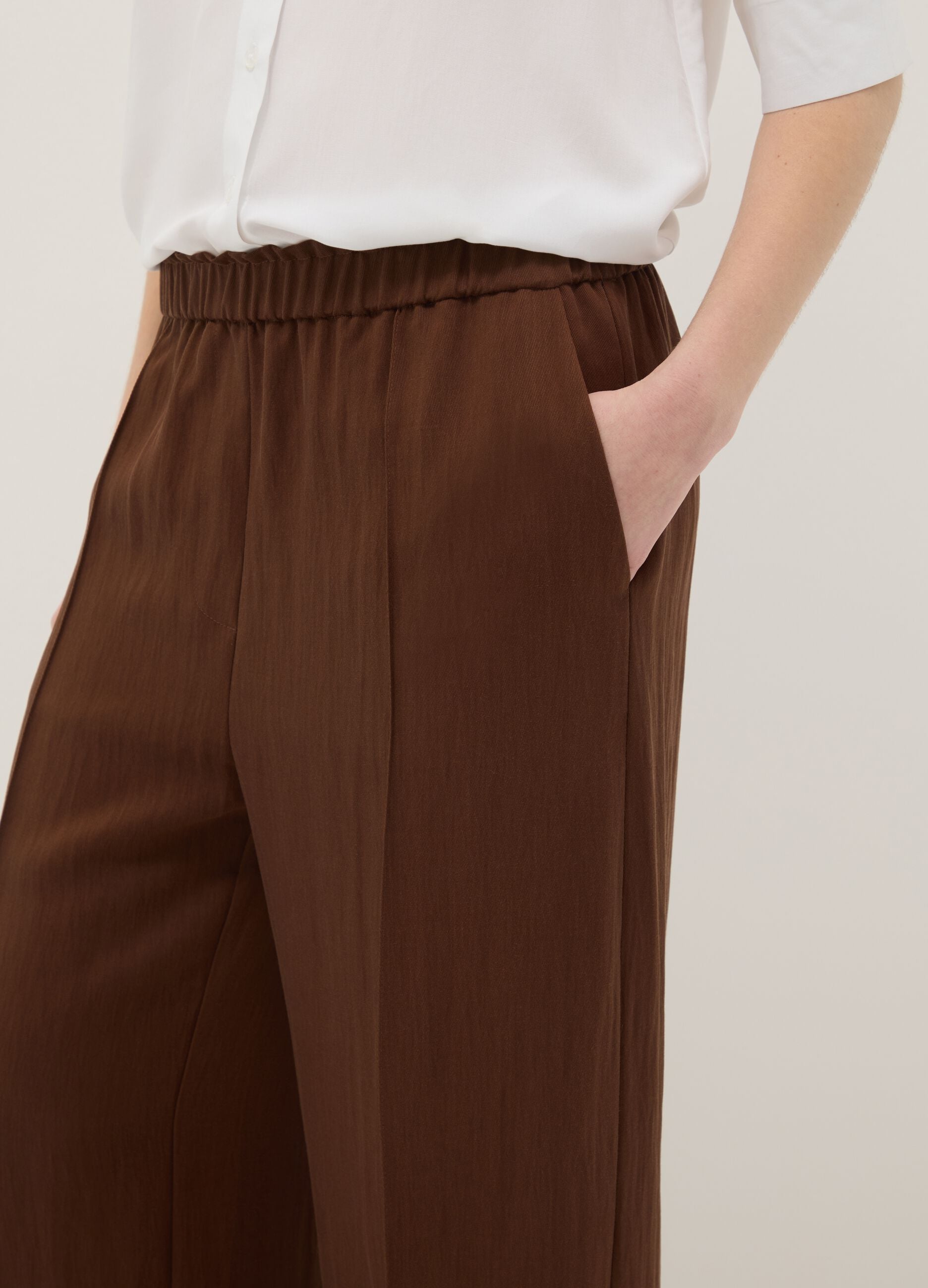 Wide leg brown jogger trousers in Lyocell and viscose blend