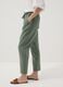 Green linen-cotton blend trousers with elasticated waist, regular fit_3