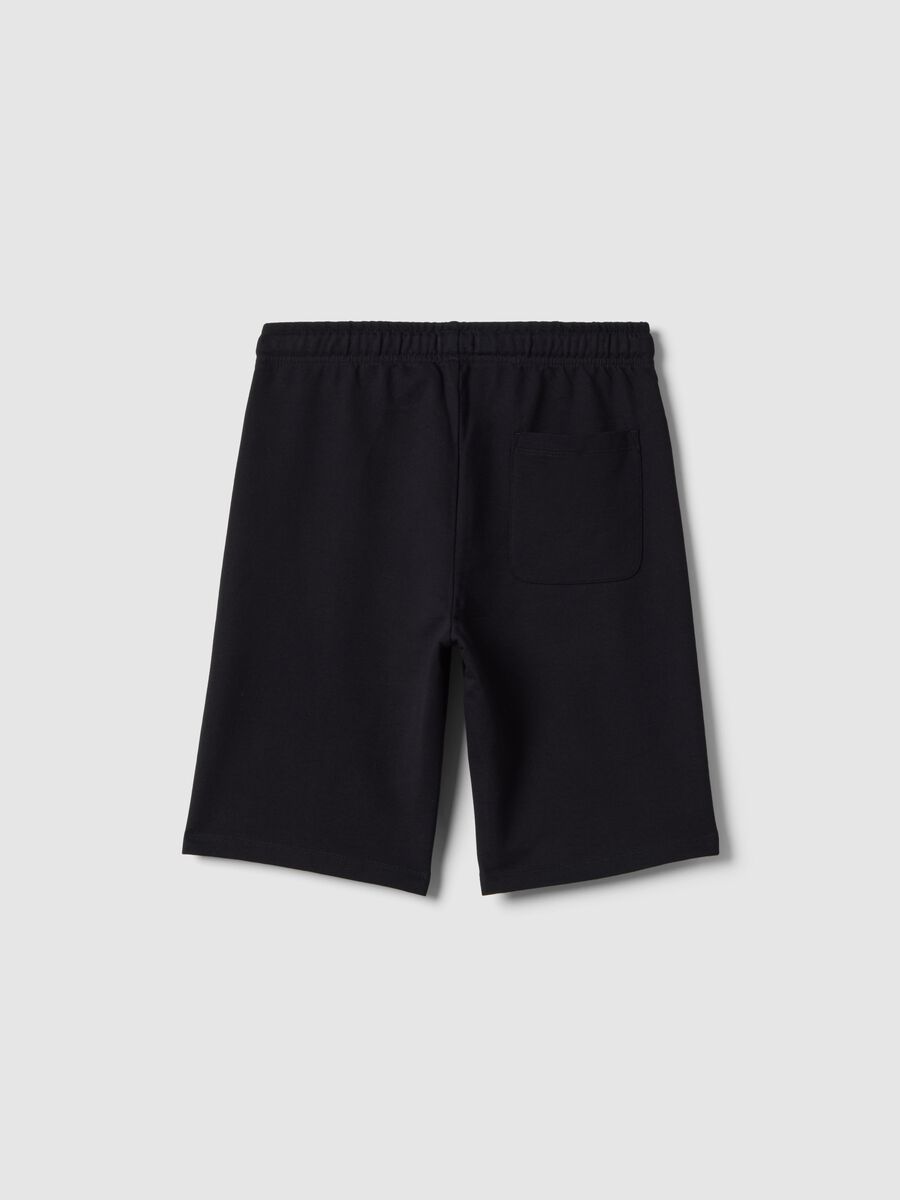 Shorts in puro cotone nero da ragazzo regular fit_4