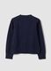 Blue cotton-blend crew-neck cardigan, regular fit, for girls_1