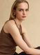 Brown viscose blend fitted tank top_0