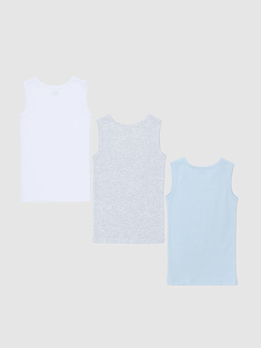 Infant's cotton sleeveless vest tripack in multicolour regular fit_1