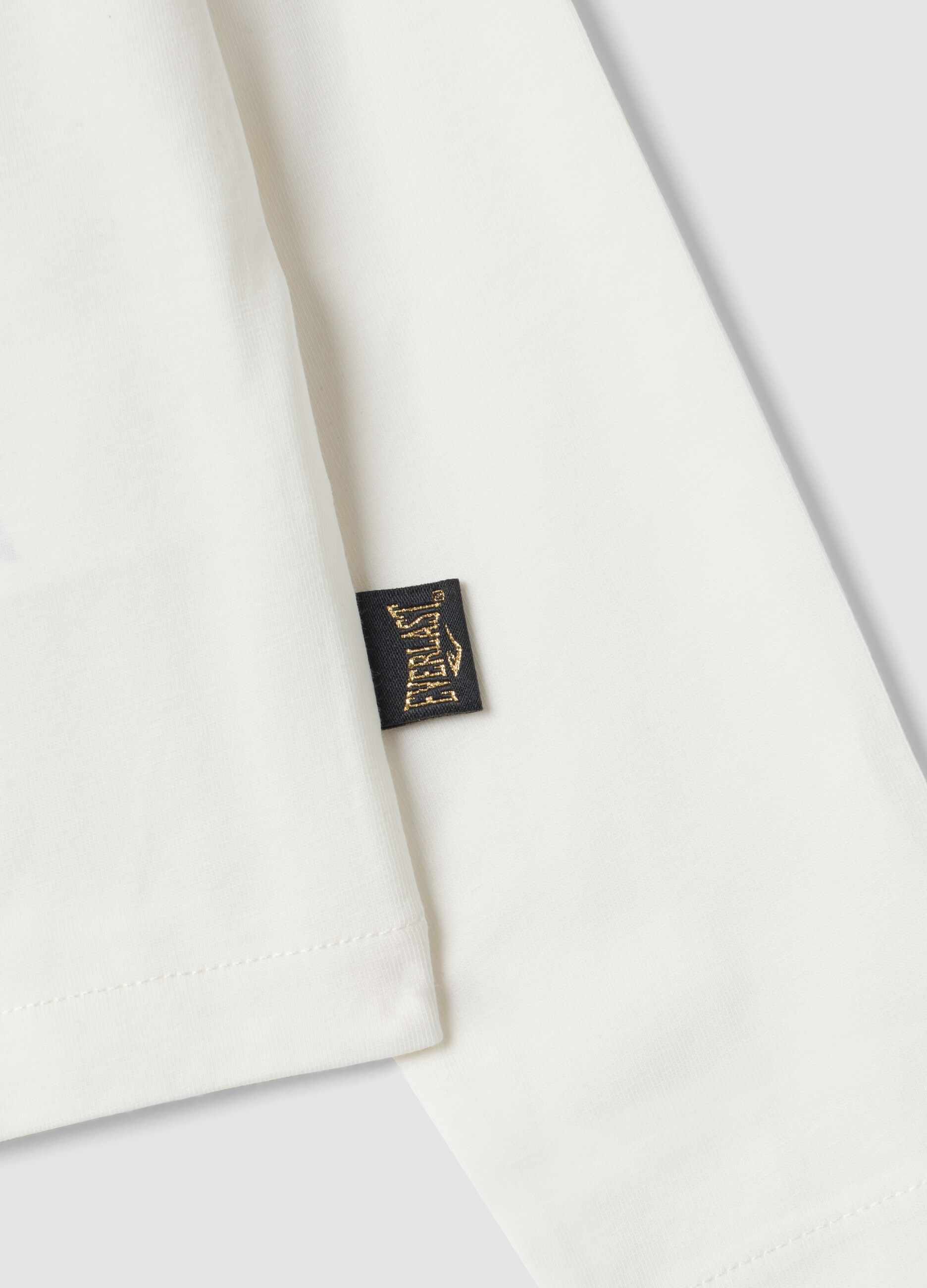 White long-sleeved stretch cotton T-shirt with print