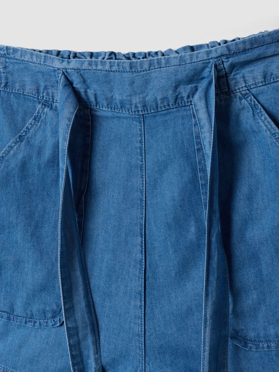 Light blue pure cotton denim shorts with elasticated waist, regular fit_5