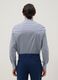 Slim fit blue stretch cotton shirt with micro checks_1