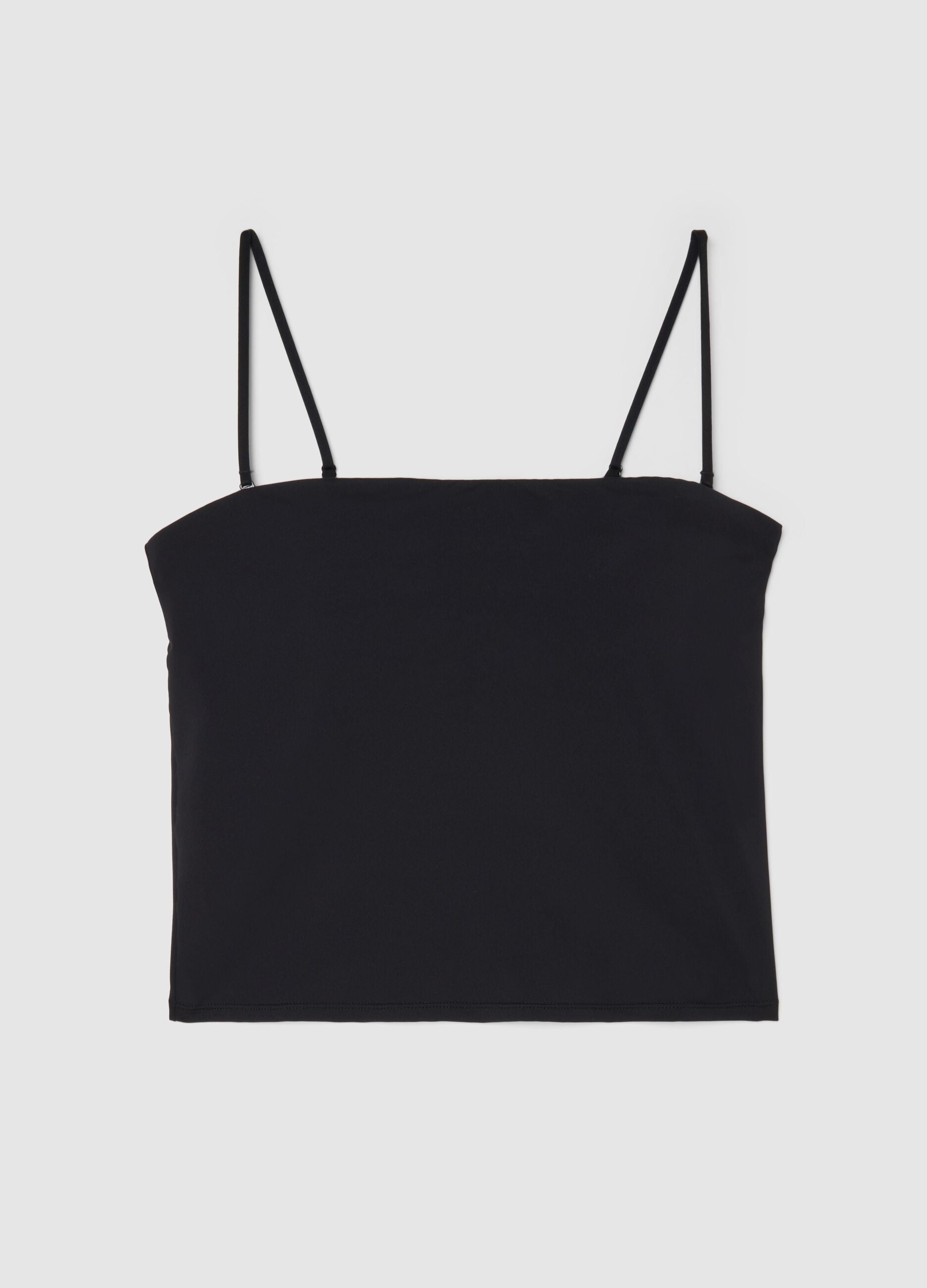 Black vest regular fit with square neckline