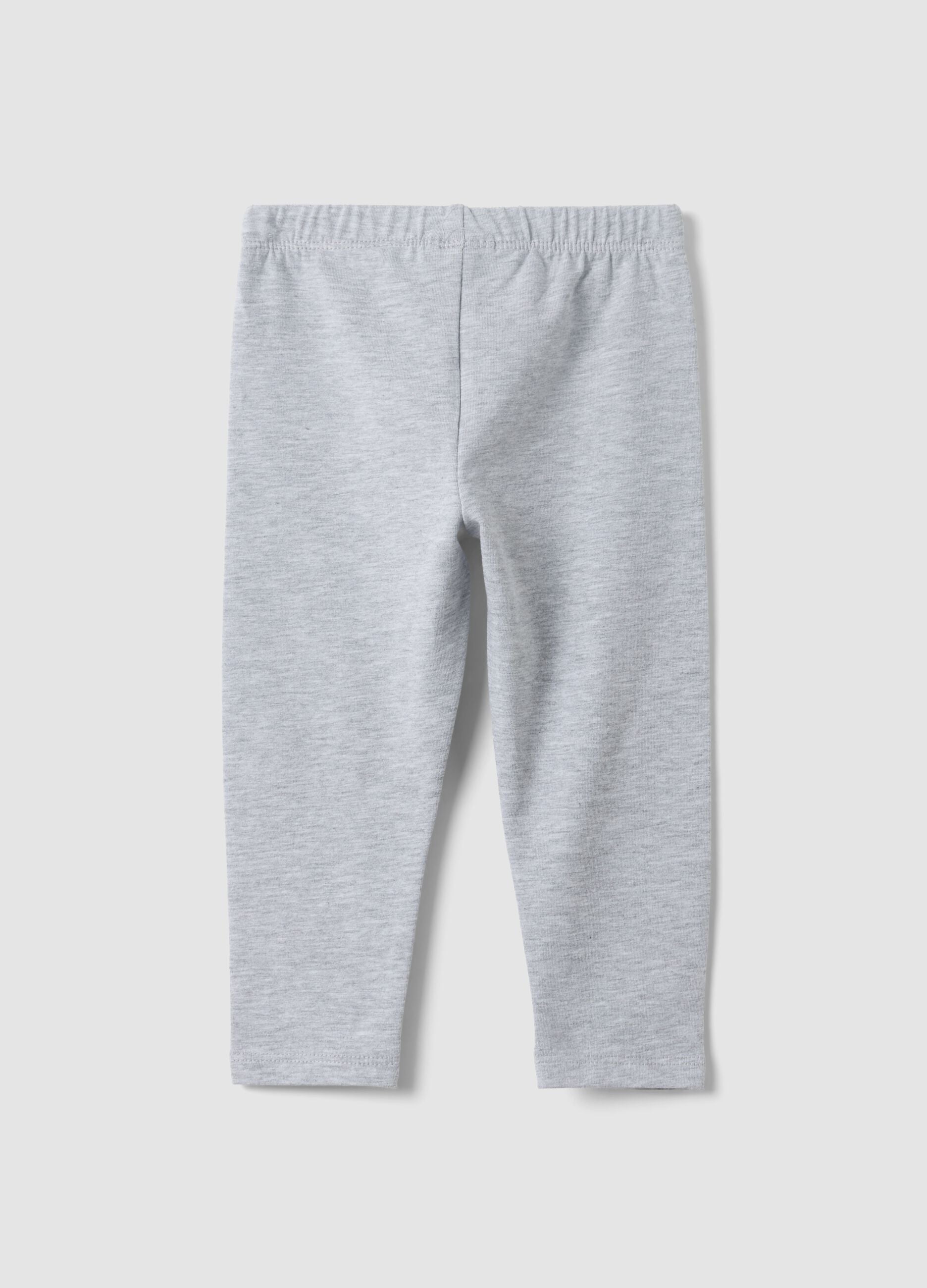 Grey slim-fit organic cotton blend leggings for baby girl