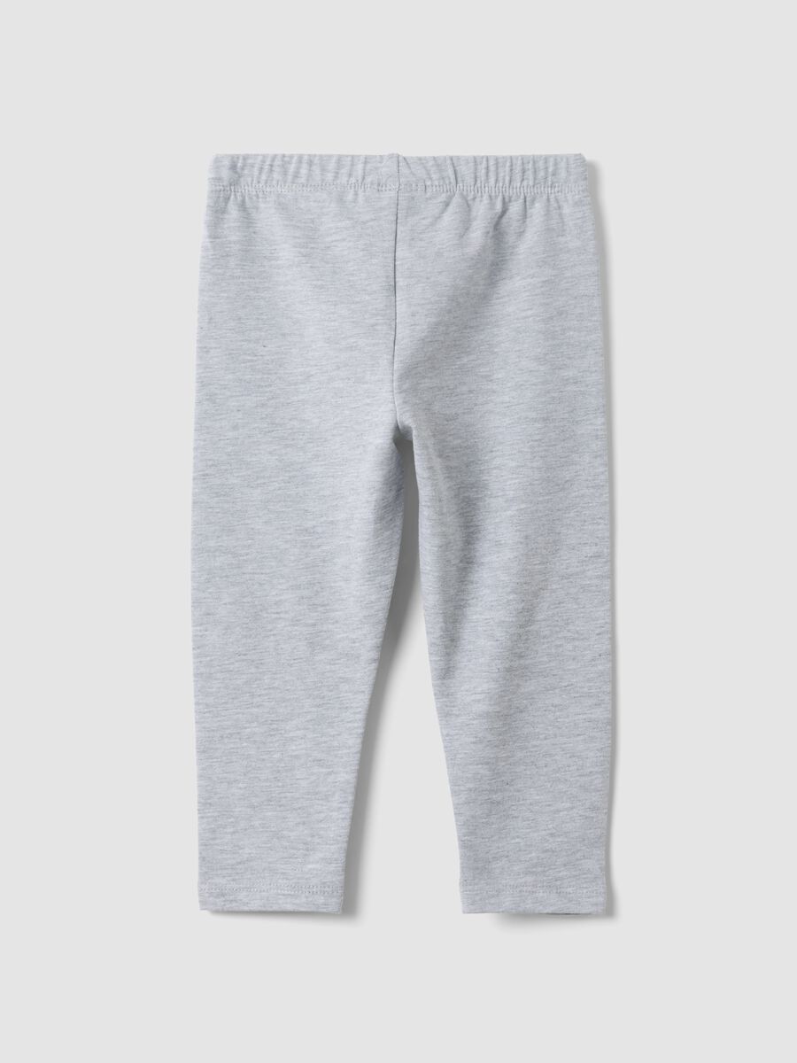 Grey slim-fit organic cotton blend leggings for baby girl_1