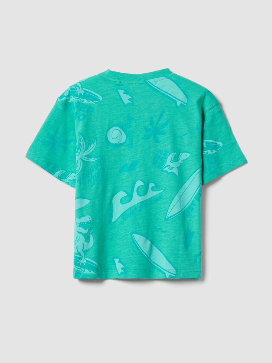 T-shirt verde a maniche corte in puro cotone_1