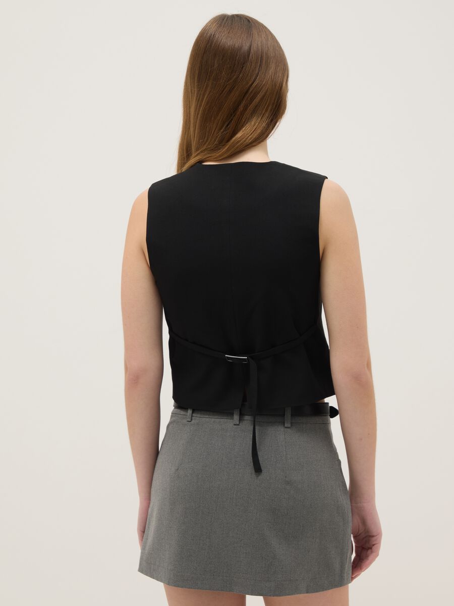 Black Stretch Fabric Waistcoat Regular Fit_2