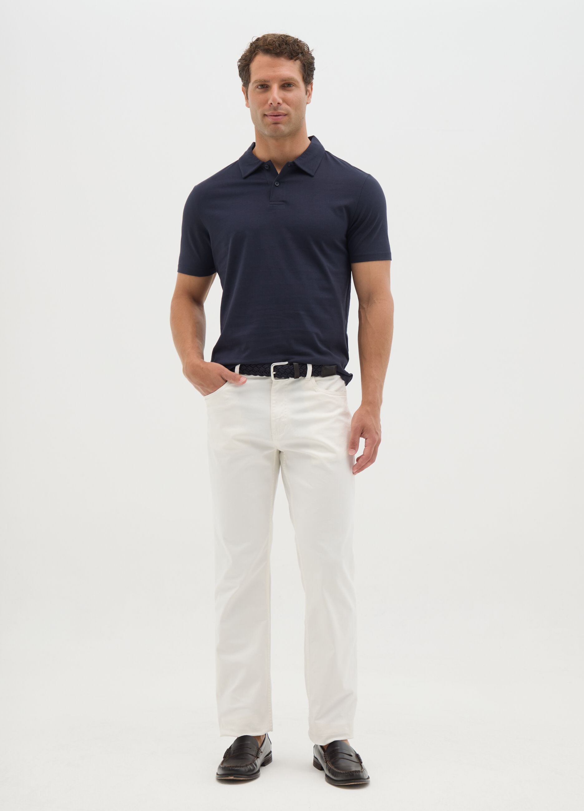 Men&rsquo;s blue polo shirt in 100% cotton with regular fit