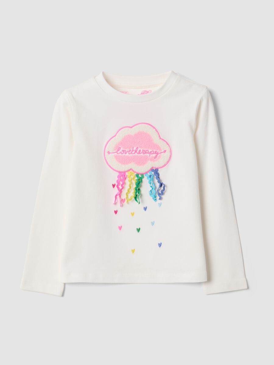 White stretch cotton crew-neck T-shirt_0
