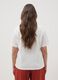 Regular fit pure white cotton T-shirt with appliqued flower_3