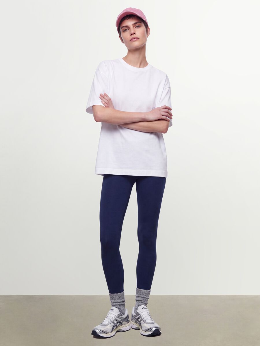 Blue slim-fit stretch cotton leggings_0