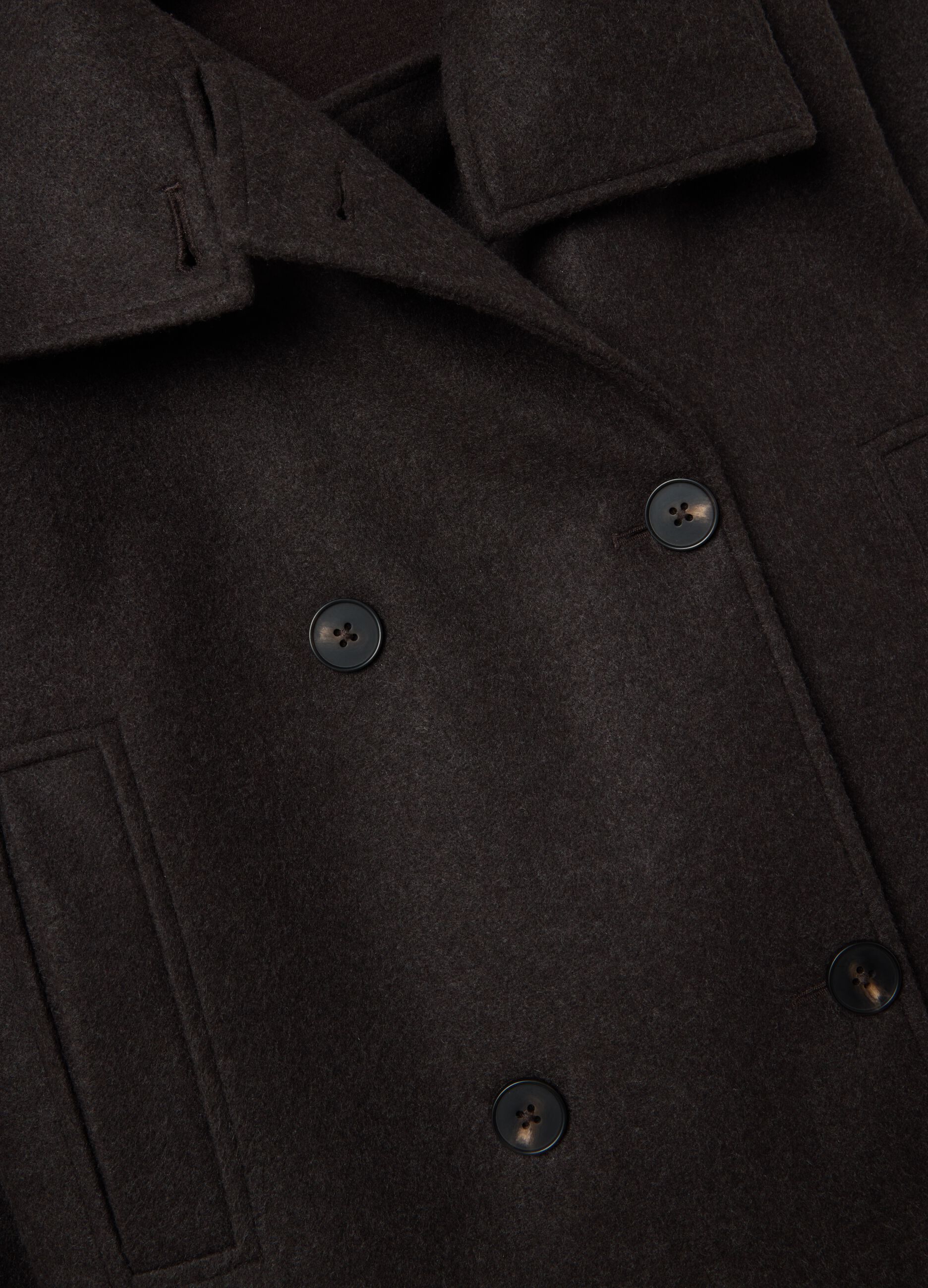 Brown regular fit coat with buttons