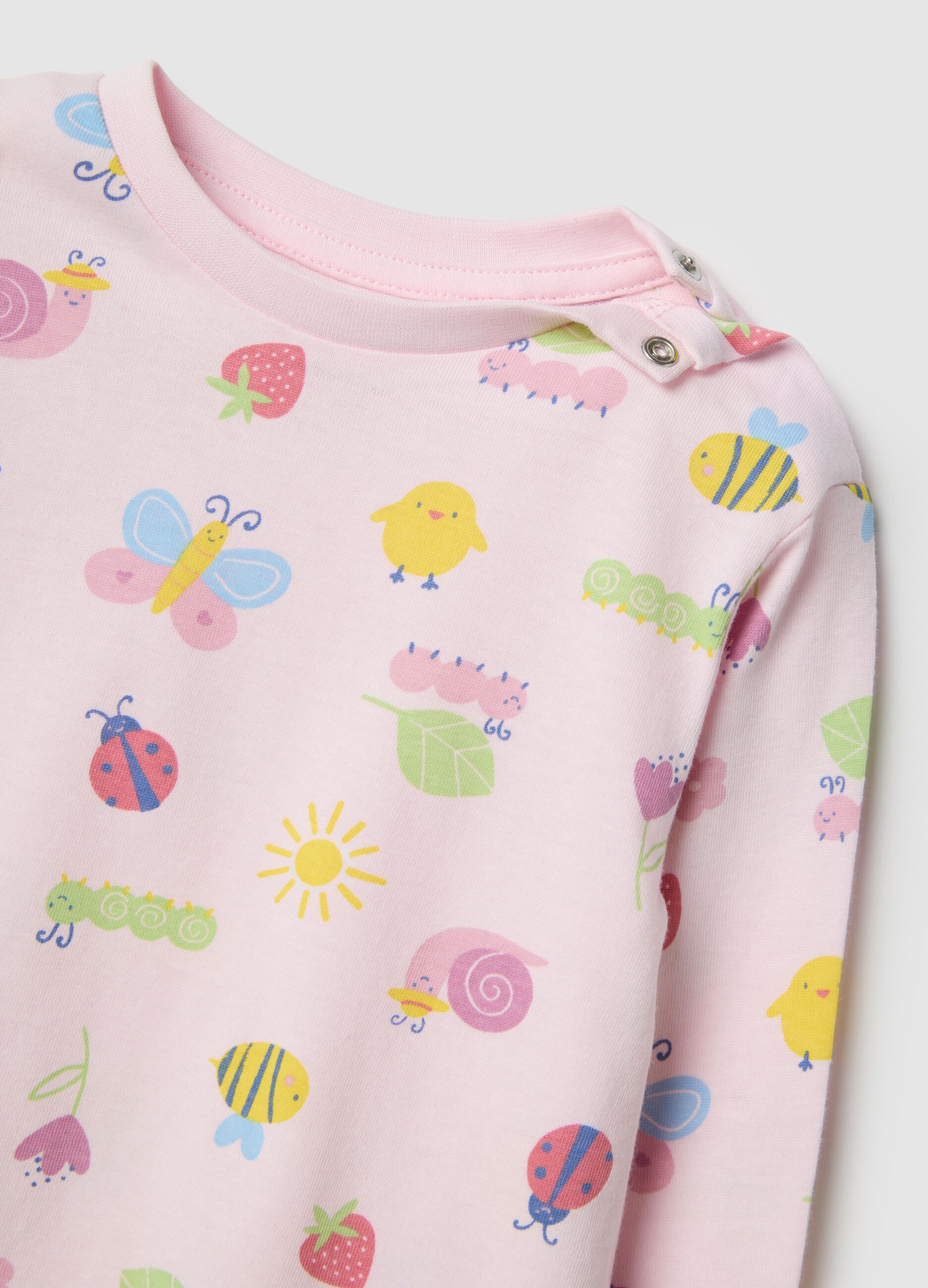 Pigiama rosa da neonata in puro cotone regular fit con stampe