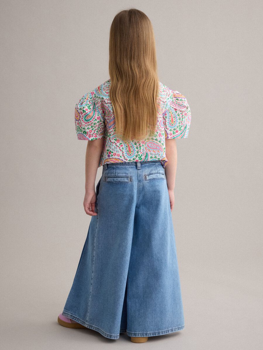 Girls' Pure Cotton Denim Super Wide Leg Jeans_1