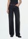 Black pure cotton wide-leg jeans with studs_1