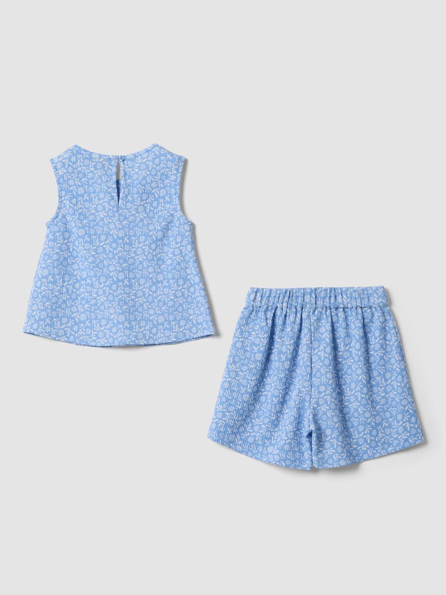Blue stretch-fabric set with top and shorts for girls_1