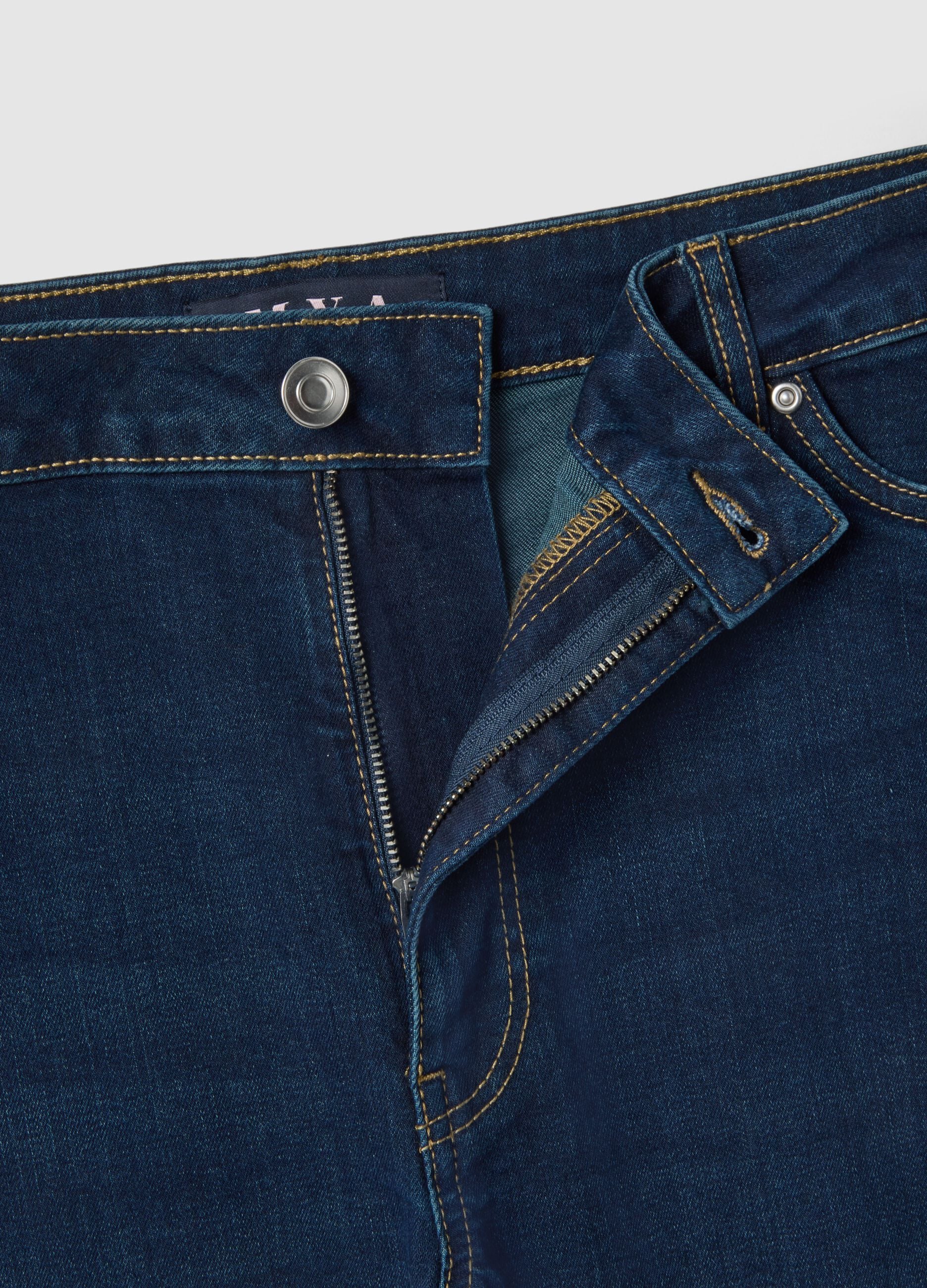 Blue stretch flare cut jeans