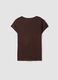 Brown pure cotton crew-neck T-shirt with slogan_2