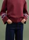 Red cotton-blend sweatshirt with regular fit pattern_3