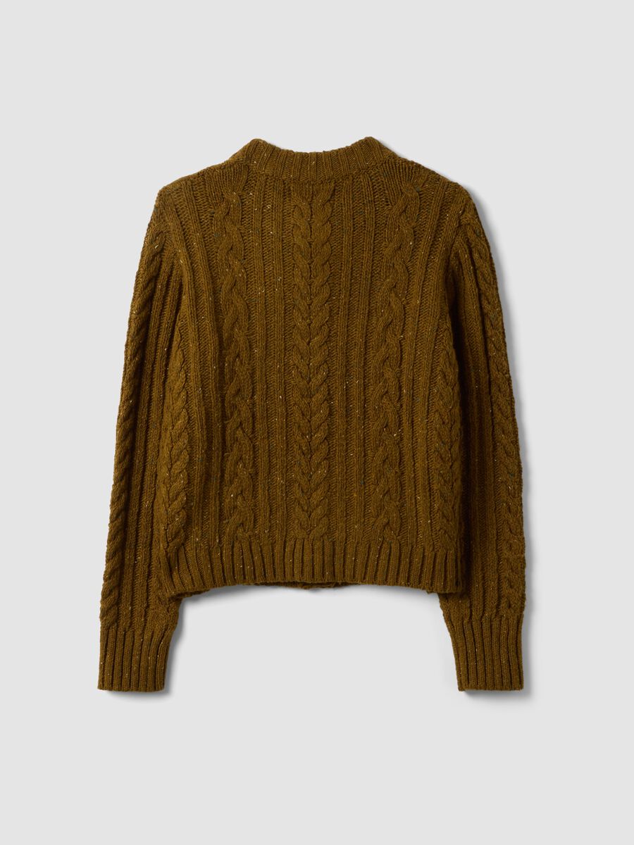 Brown cable-knit stretch wool cardigan_2