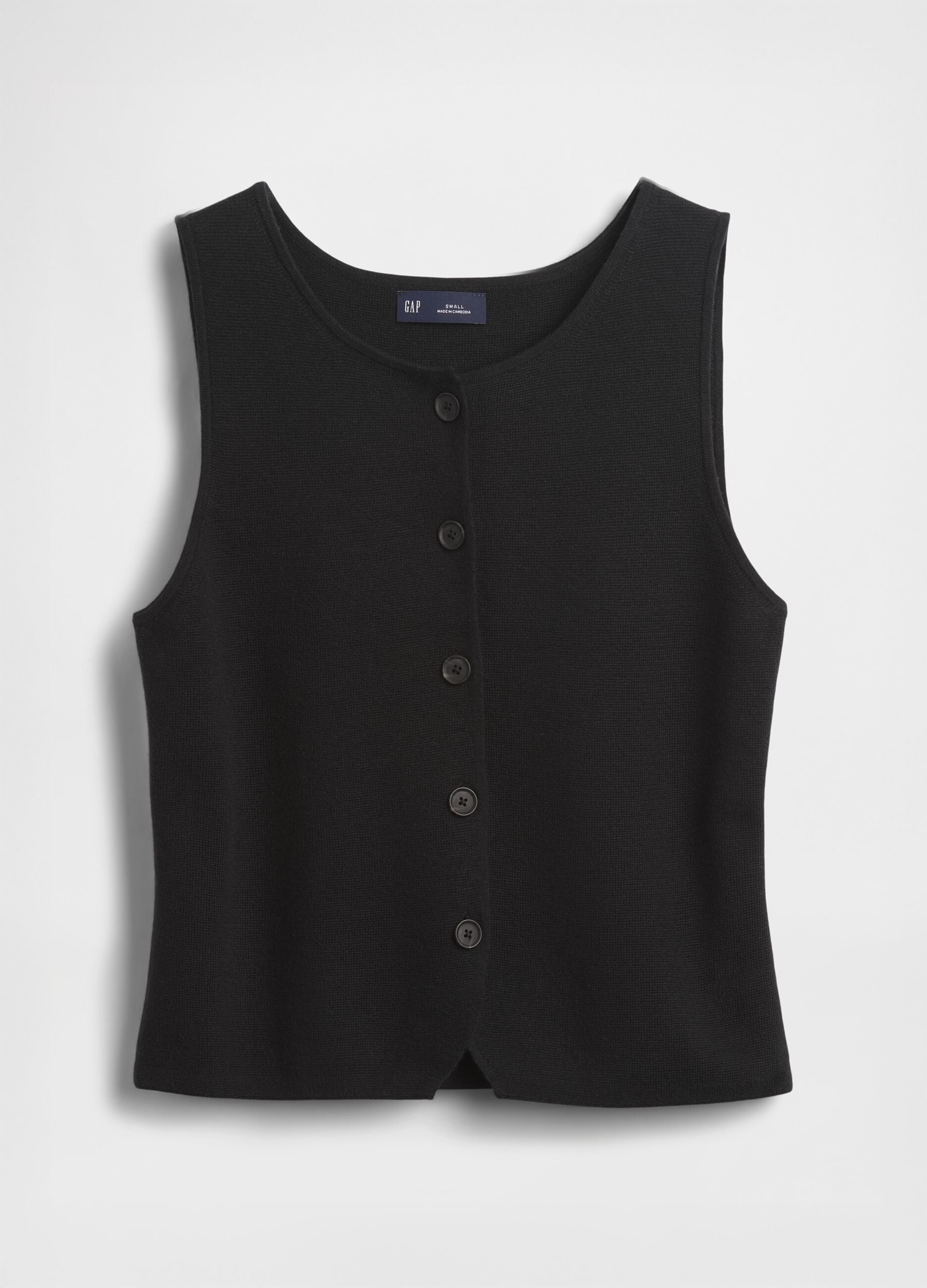 Black cotton blend waistcoat