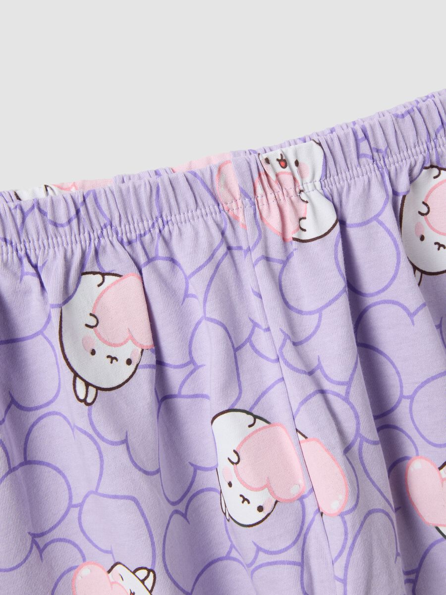 Pigiama corto in puro cotone viola da bambina regular fit con Molang_3